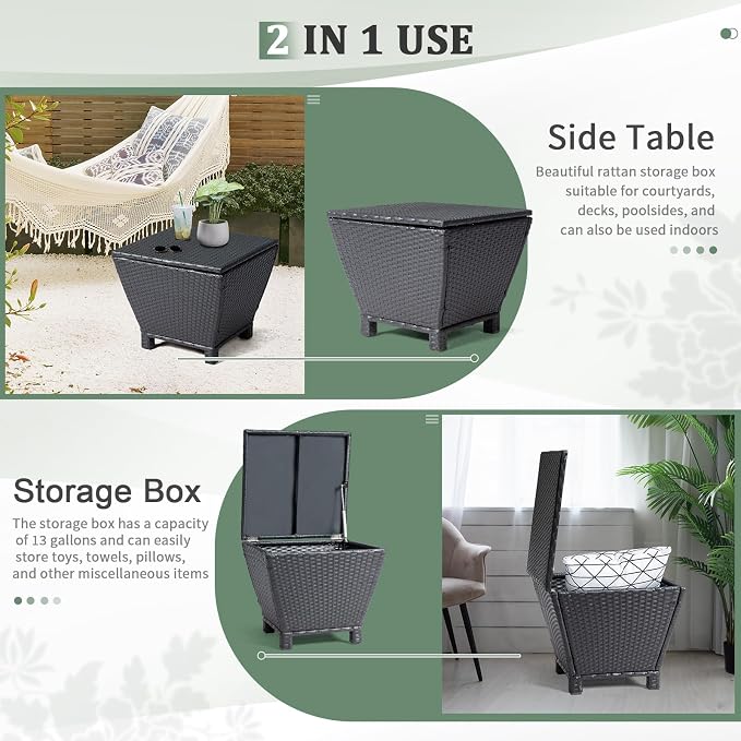 Outvita Outdoor Side Table, Rattan Coffee Table - Image 4