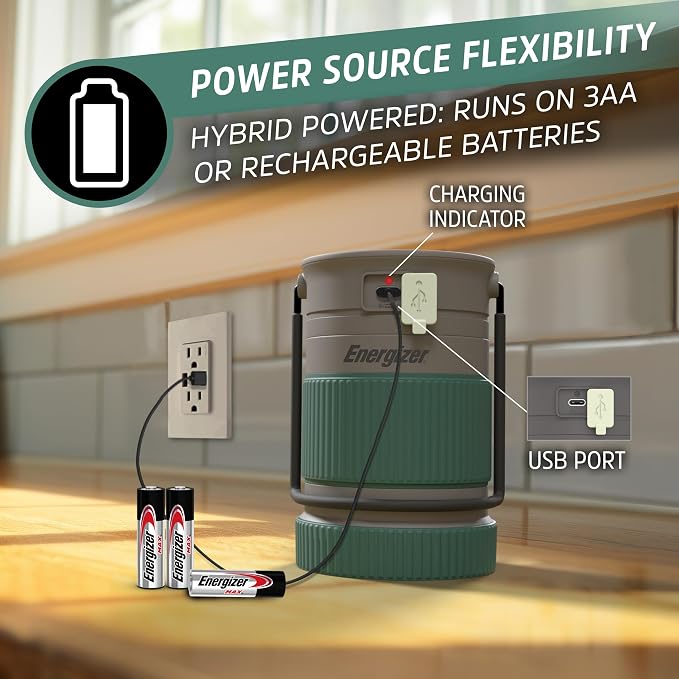 Energizer S-500 Hybrid Power Camping Lantern, Rechargeable, or AA Battery - Image 3