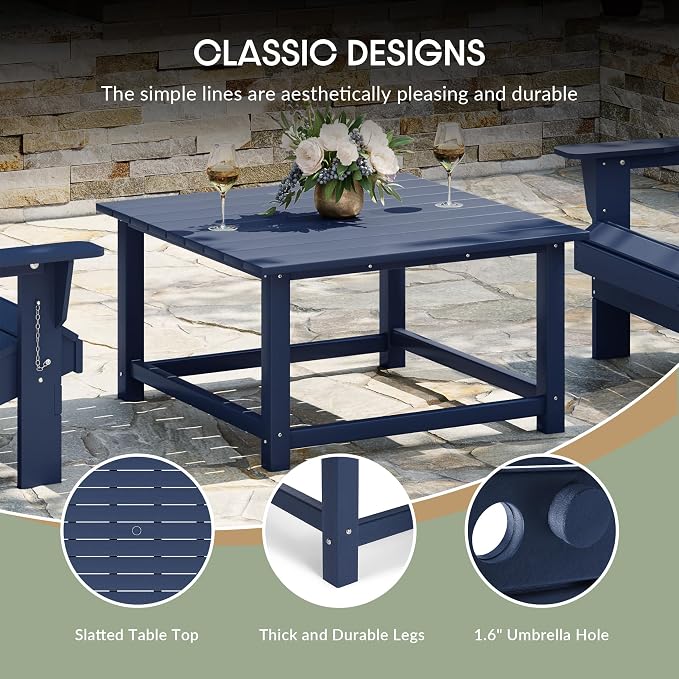 WestinTrends Malibu Low Outdoor HDPE Square Patio Coffee Table - Image 8