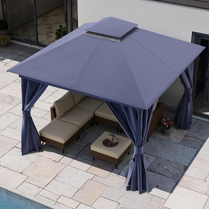 LAUSAINT HOME Semi-Permanent Outdoor Patio Gazebo 10'x10', Heavy Duty Party - Image 2