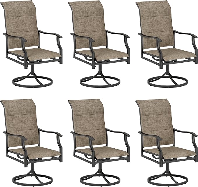 PHI VILLA Swivel Patio Chair Set of 6, All Weather-Resistant by PHIVILLAThepioneerofcomfortablehouseholdsupplies