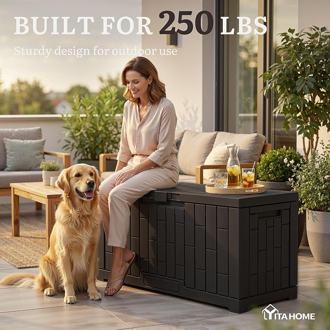 YITAHOME 60 Gallon Outdoor Storage Box, Lockable Resin Deck Box - Image 4