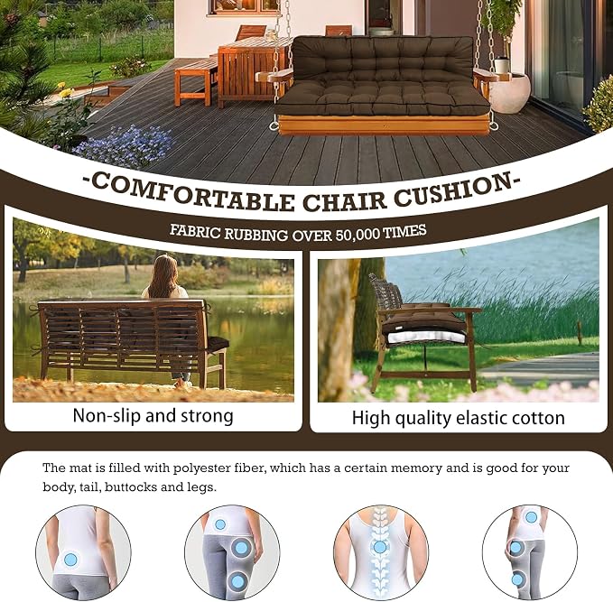 Outside Benches Cushion with Backrest, Thicken Waterproof Swing Cushions 2/3 - Image 2