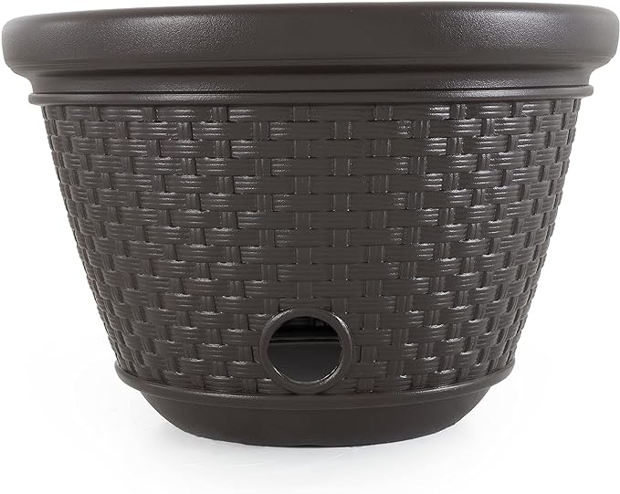 Suncast 4 Pack Wicker Hose Pot, Decorative Resin Garden Hose Storage, 100ft - Image 4