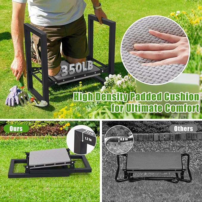 Garden Kneeler and Seat, 12.7" Wide Folding Heavy Duty Gardening Bench - Image 4