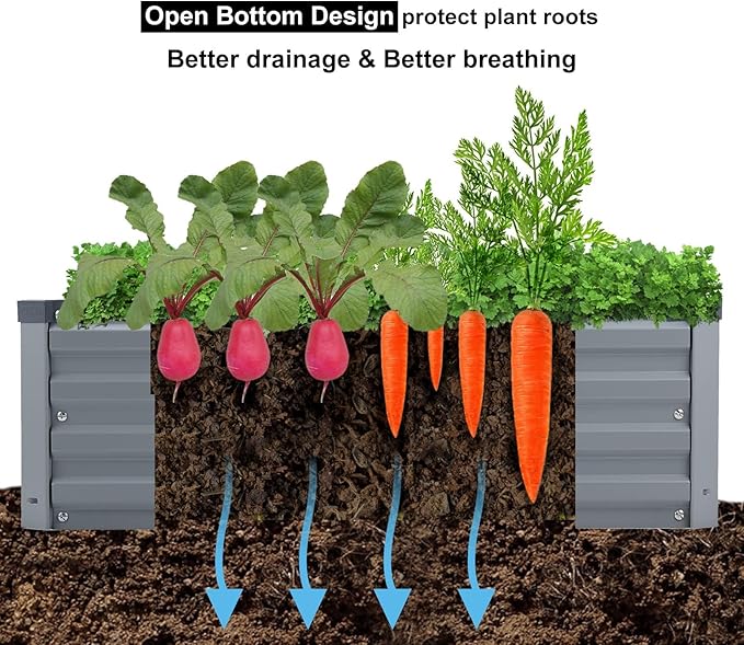 2 Pack 6x1.5x1FT Galvanized Raised Garden Bed Kit, Outdoor Metal Planter Box - Image 3
