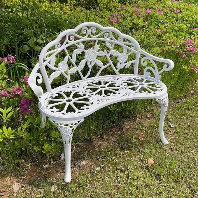 Mandolin Outdoor Benc Park Garden Chair, All Chair Anti Rust Cast Aluminum - Image 4