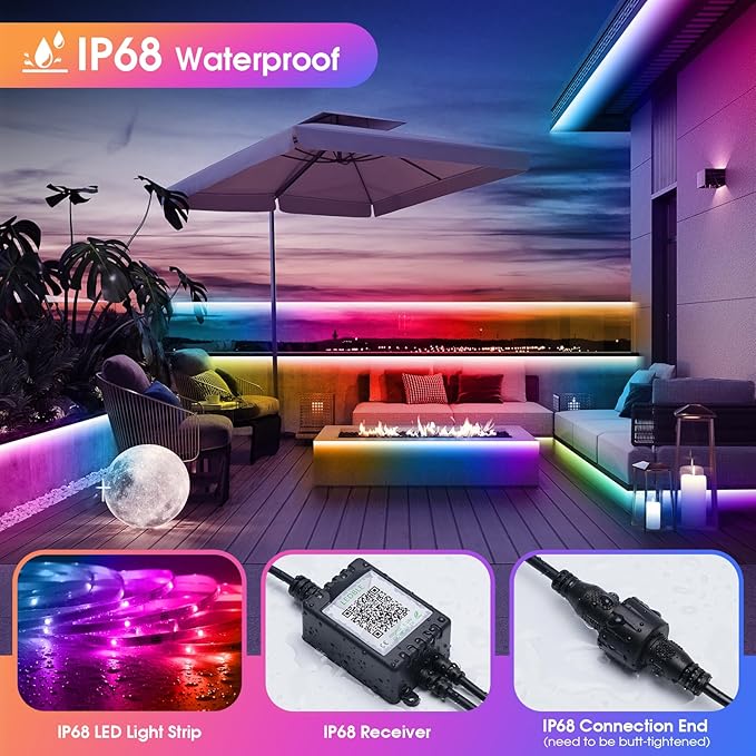 150Ft Outdoor LED Strip Lights, IP68 Waterproof Color Changing RGB LED Light - Image 4