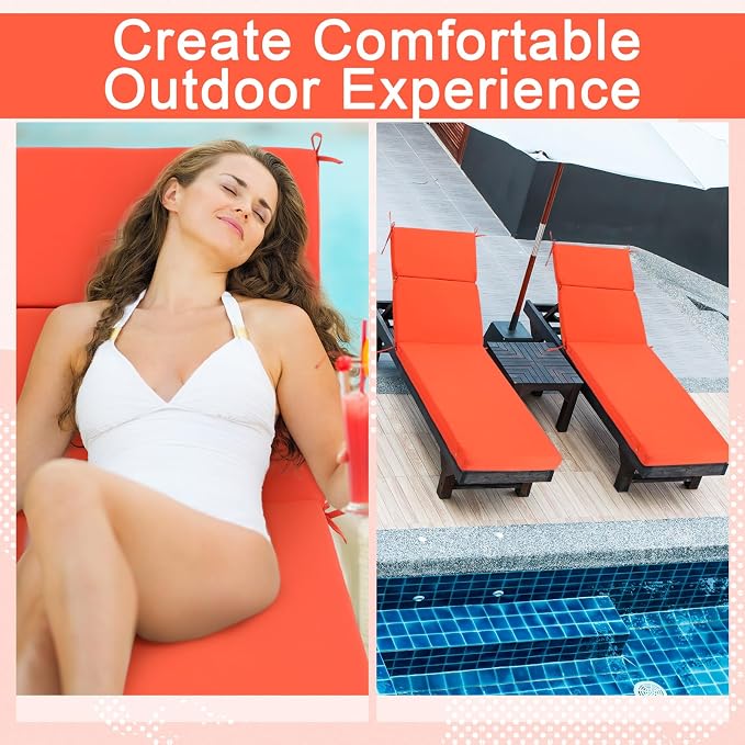 2 Pcs Indoor Outdoor Chaise Lounge Cushions Sponge Bench Outdoor Furniture - Image 4