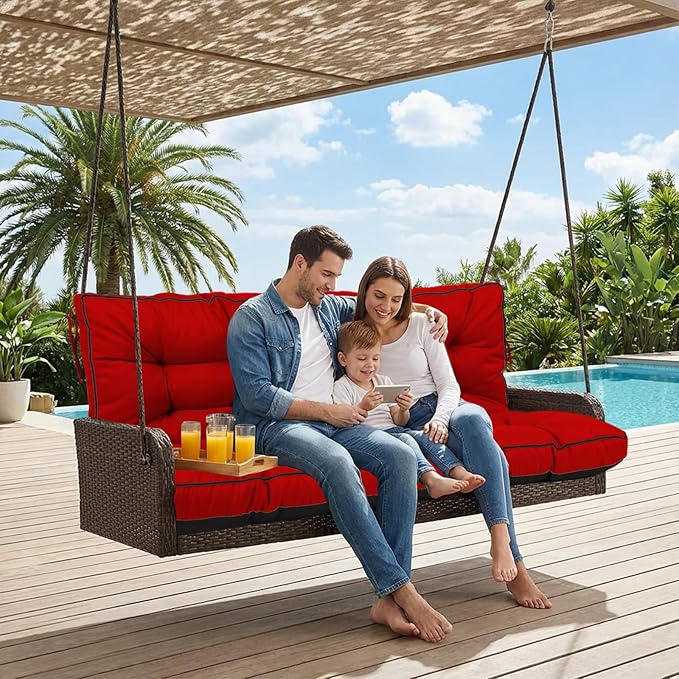 Waterproof Porch Swing Cushion Replacement, Thick 2–3 Seat Swing Seat Cushion - Image 2