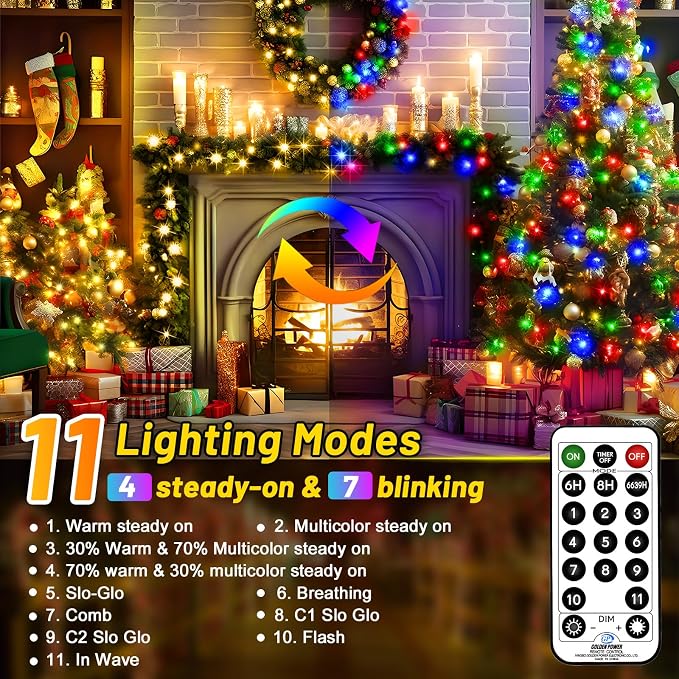 KNONEW 403ft 1000 LED Christmas Lights Color Changing String Lights Outdoor - Image 3