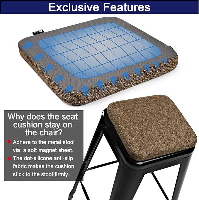 BUYUE Friendly Woven Fabric Magnetic Bar Stool Cushions Set of 4, Enhanced - Image 6