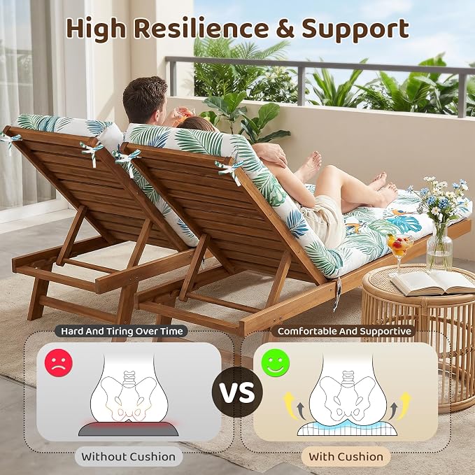 Waterproof Outdoor Chaise Lounge Chair Cushion 75.1 x 22 x 4.72 Inches UV - Image 7