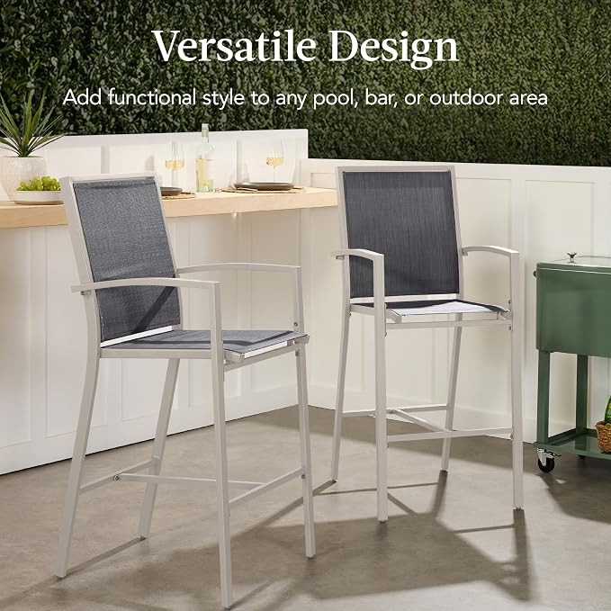 Best Choice Products Outdoor Bar Stools Set of 2, Bar Height, Patio Furniture - Image 6