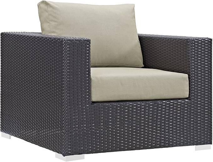 Modway Convene Wicker Rattan Outdoor Patio Armchair in Espresso Beige by Modway
