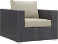 Modway Convene Wicker Rattan Outdoor Patio Armchair in Espresso Beige by Modway