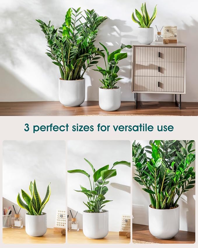 vancasso 6+8+10 inches Ceramic Plant Pots, Planters - Image 5