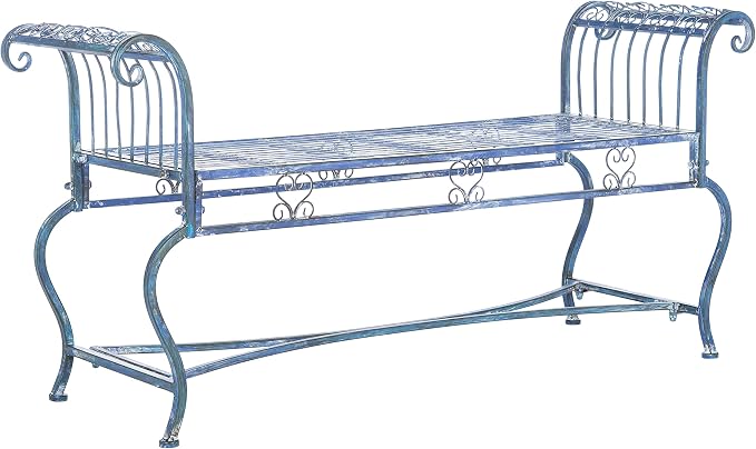 Safavieh Outdoor Collection Brielle Victorian Antique Blue Bench - Image 6