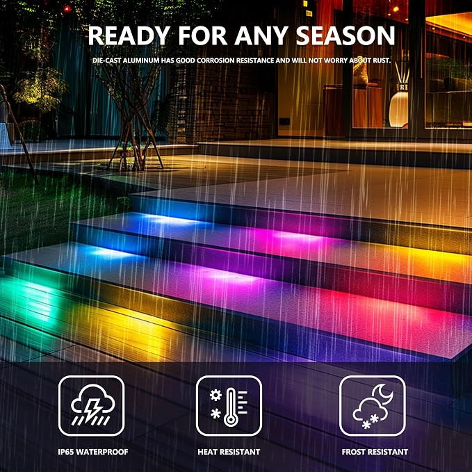 8 Pack 7 inch RGB LED Hardscape Lighting Step Lights Retaining Wall Lights - Image 4