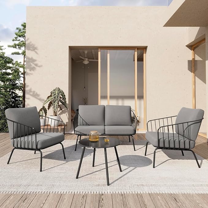 East Oak 4-Piece Plaza Patio Furniture Set, Outdoor Furniture by EASTOAK