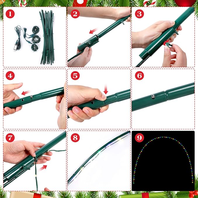 Geetery 3 Pack 10FT Christmas Archway Outdoor, 8 Mode LED Light Arch Metal - Image 4