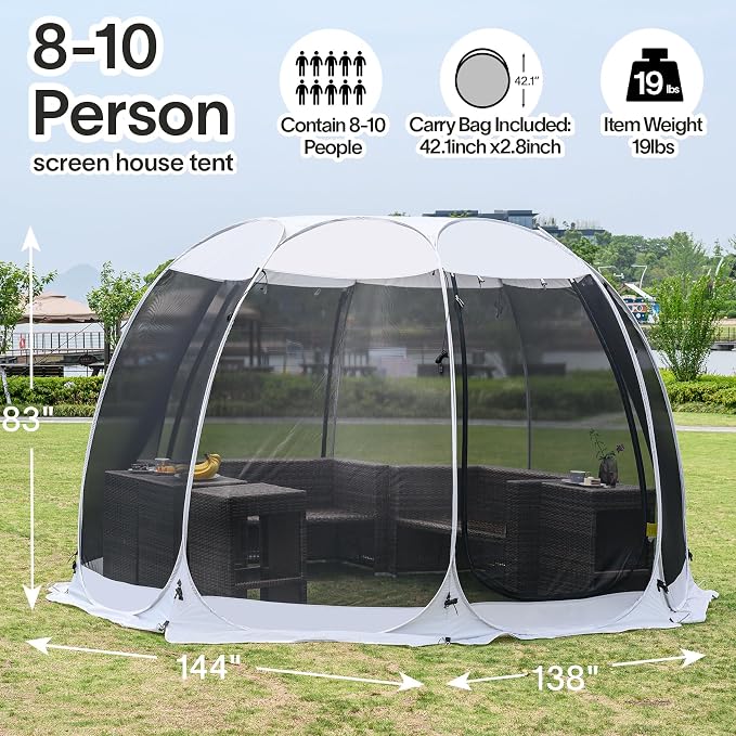 Alvantor® Screen House Gazebo, Pop Up Igloo Screened Canopy Tent - Image 4