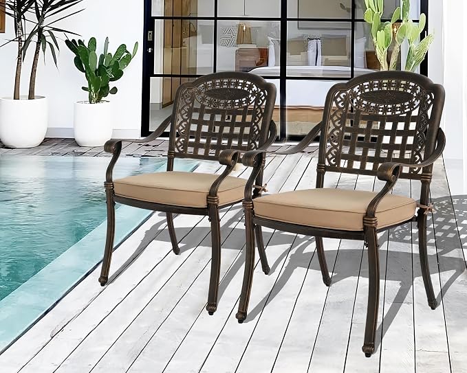 TITIMO 5-Piece Cast Aluminum Outdoor Patio Dining Set, 4 Pattern Chairs and - Image 6