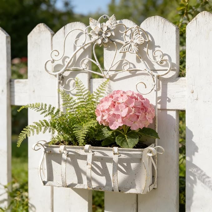 Rustic Metal Wall Planter Vintage Wall Mounted Flower Pot Farmhouse Distressed - Image 4