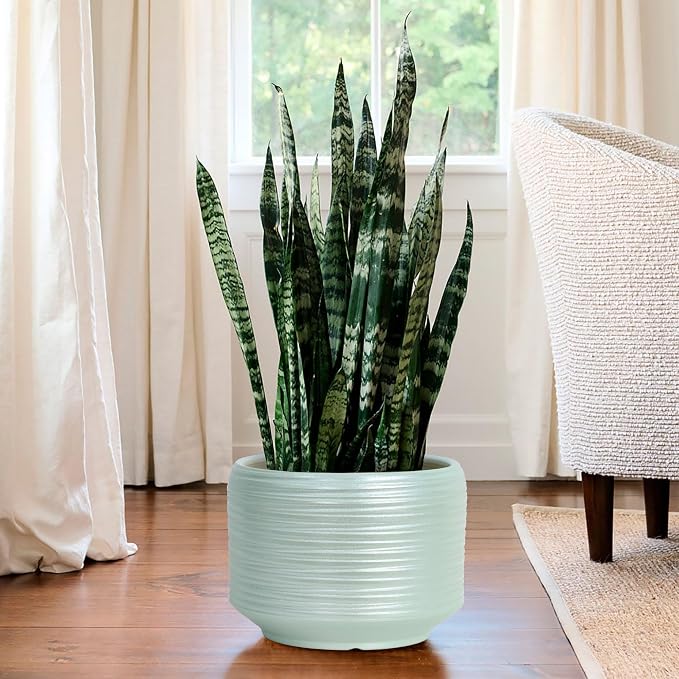 10 Inch Ceramic Plant Pot with Drainage – Large Flower Pot - Image 7