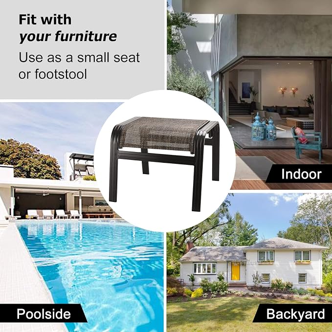 Outdoor Ottomans for Patio Footrest Metal Chairs Patio Footstools Furniture - Image 6