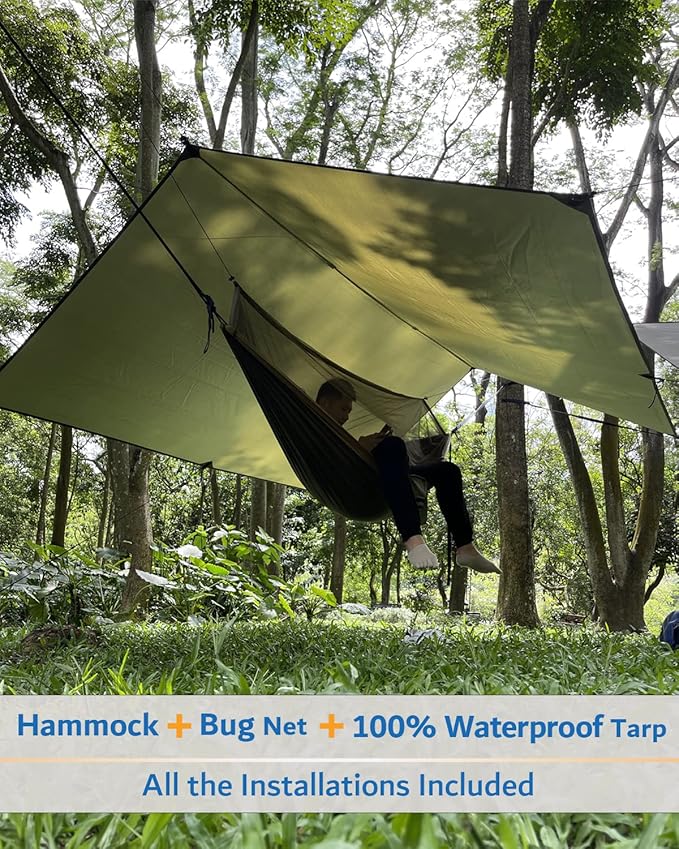 Sunyear Hammock Camping with Rain Fly Tarp and Net, Portable Camping Hammock - Image 3