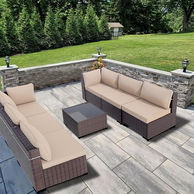 Outdoor Patio Furniture Set, 7 Pieces Outdoor Sectional Furniture Patio Sofa - Image 8