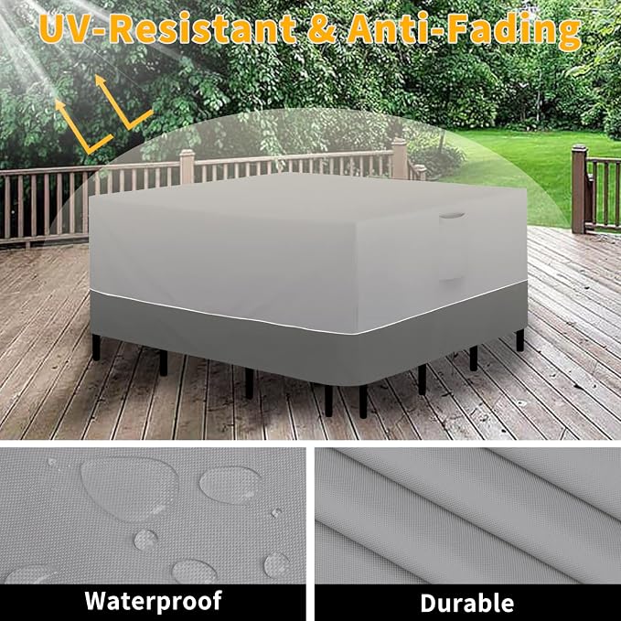 Easy-Going Patio Furniture Cover 84"x84" Square Outdoor Table and Chair Set - Image 3