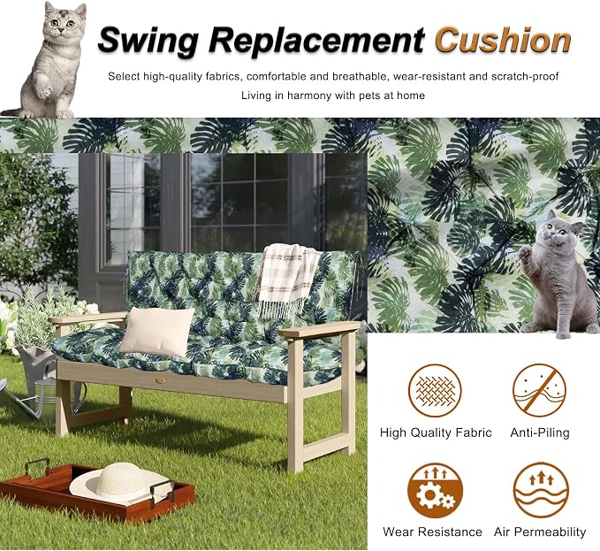 2-3 Seat Swing Replacement Cushion, Outdoor Bench Cushions - Image 2