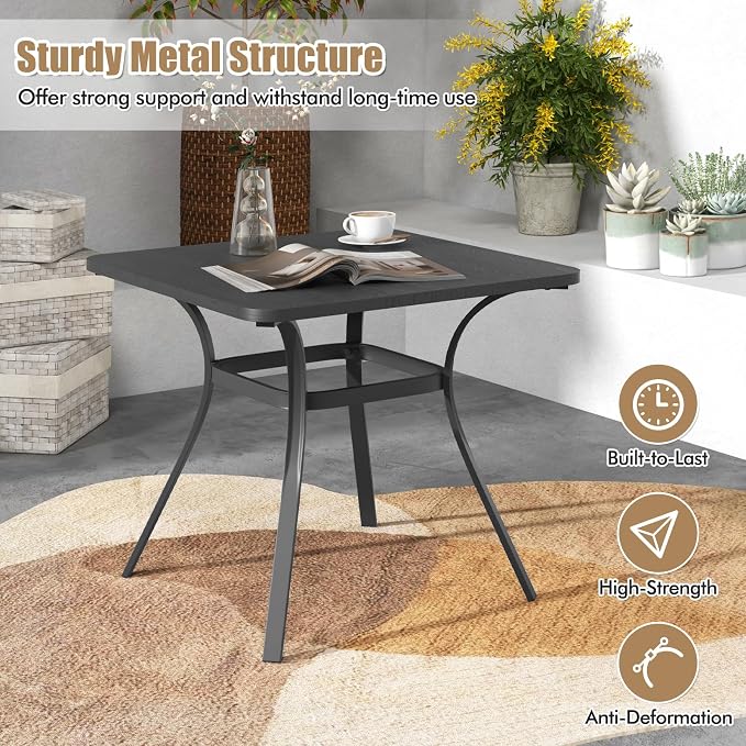 Giantex Patio Dining Table, 32”x32”x29” Outdoor Table, Heavy-Duty Metal Square - Image 6
