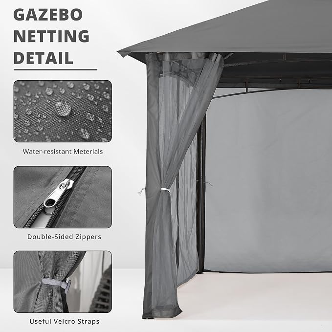 MASTERCANOPY Patio Gazebo Mosquito Netting Screen Walls - Image 3