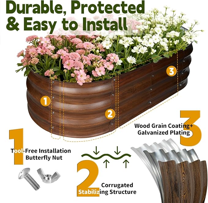 Galvanized Raised Garden Bed Outdoor, Large Raised Bed - Image 2