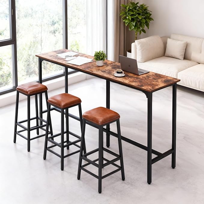 Karl home 54.7" Bar Table, Rectangular High Top Bar Counter Tables - Image 7