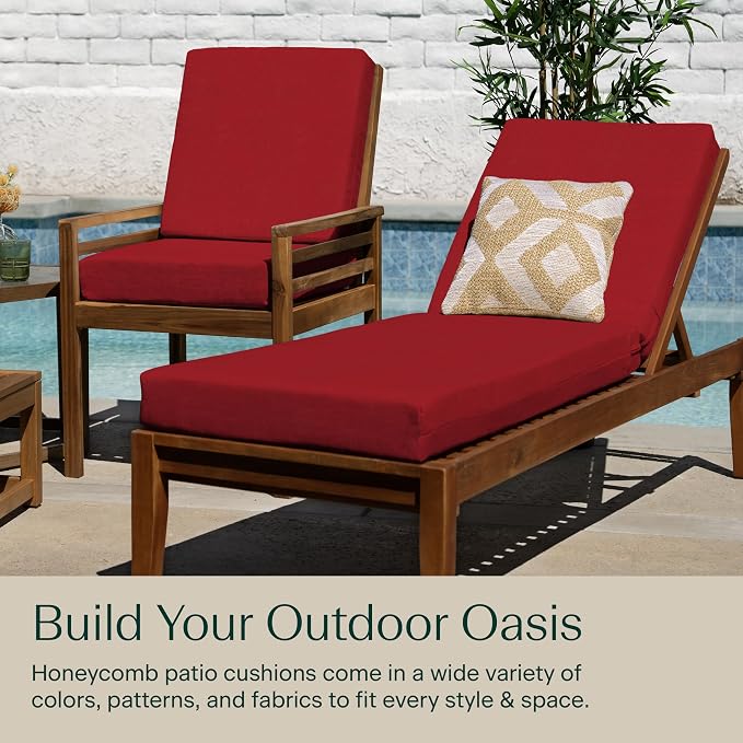 Honeycomb Outdoor Heritage Chaise, 24 x 73, Textured Solid Imperial Red Chair - Image 3