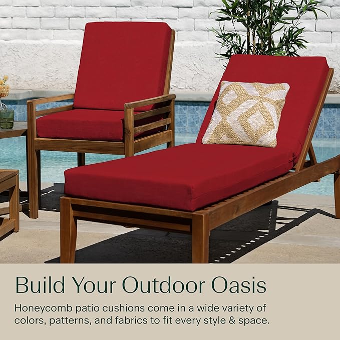 Honeycomb Outdoor Heritage Chaise 21.5 x 70, Textured Solid Imperial Red Chaise - Image 3