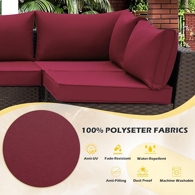 HOMREST Replacement Cushions for Outdoor Furniture, 25x25 Inch 14-Piece Patio - Image 7