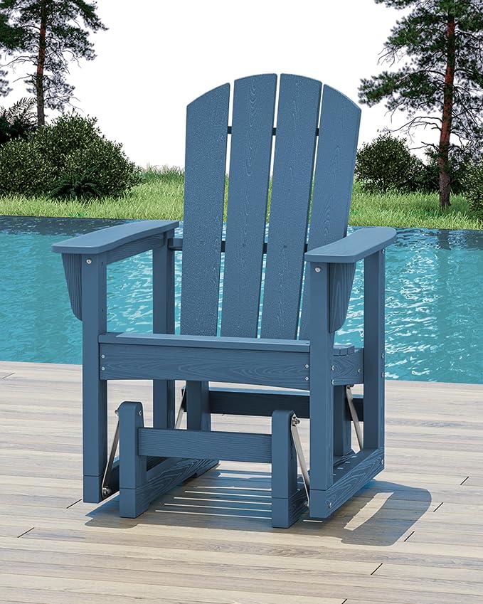 SERWALL Outdoor Glider Chair, HDPE Patio Glider Rocker All-Weather Porch Glider - Image 2