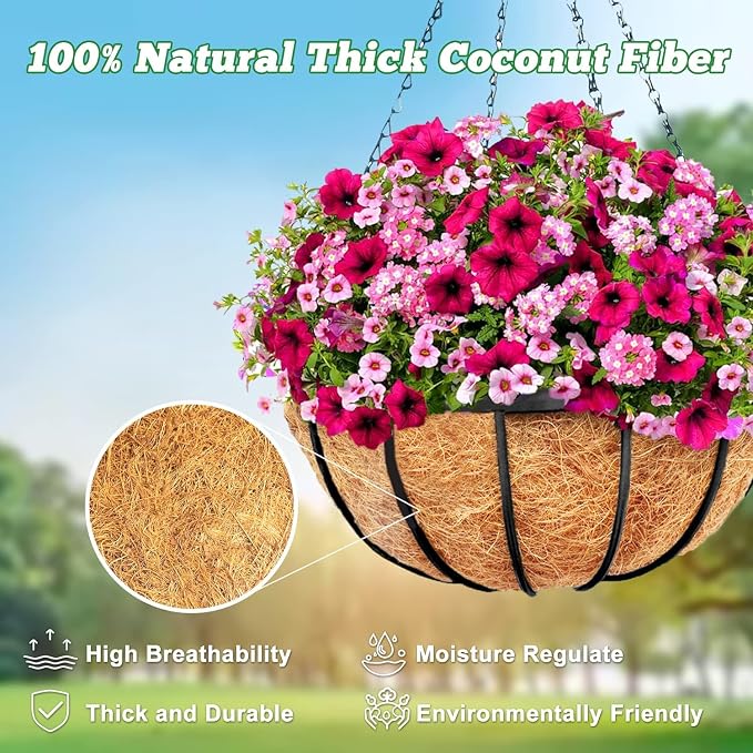 Y&M 2PCS 14" Round Coconut Fiber Liner Pre-Formed Replacement - Image 6
