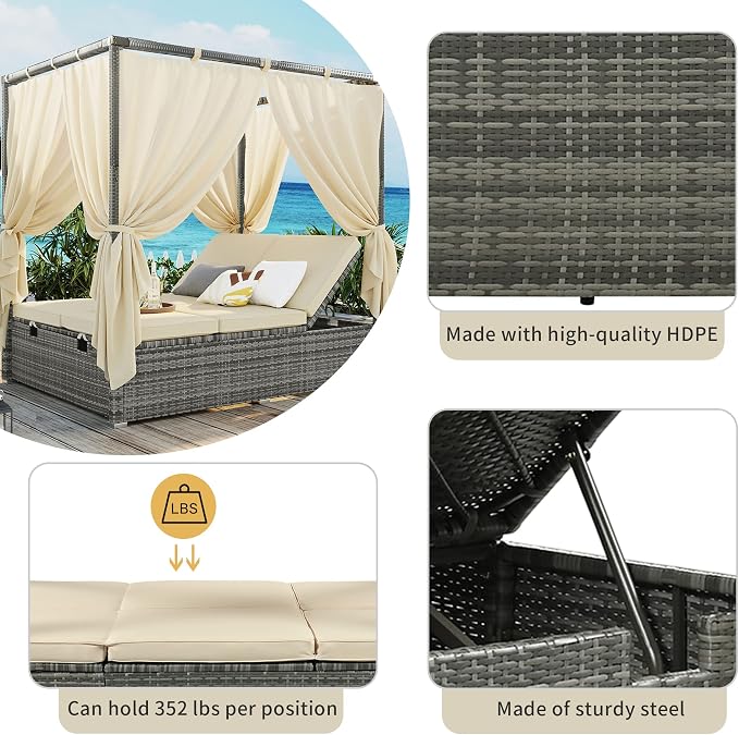 WILLIAMSPACE 59" Outdoor Sunbed Patio Daybed - Image 5