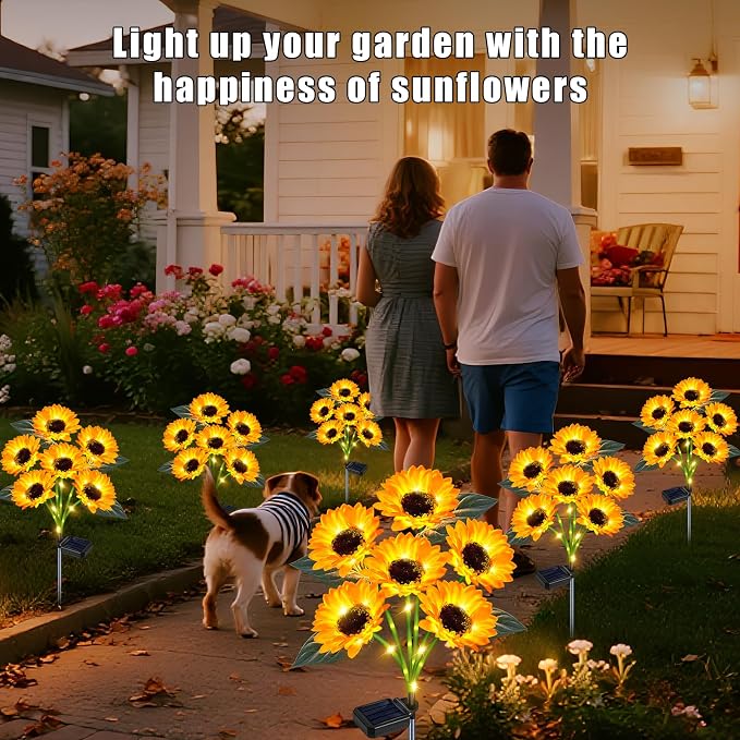 Solar Sunflower Lights Outdoor Flower Lights, 6 Pack 36 Sunflower Waterproof - Image 4
