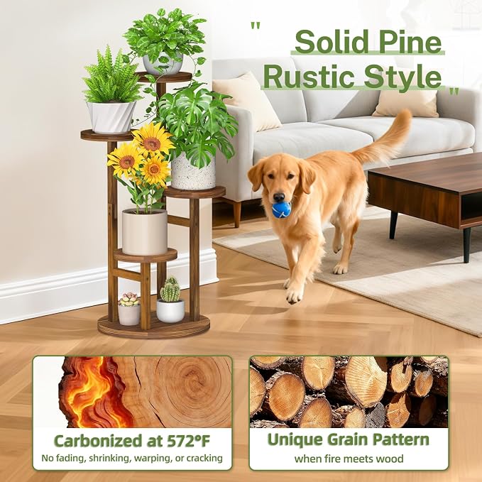 iDavosic.ly 4 Tier Plant Stand Indoor, Tiered Corner Wood Multiple Flower - Image 2