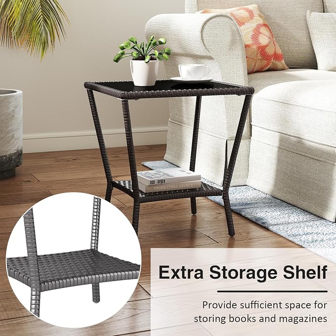 Kinfant Rattan Patio Side Table - Image 5