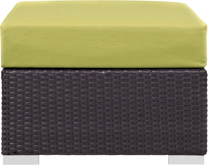 Modway Convene Wicker Rattan Outdoor Patio Square Ottoman in Espresso Peridot - Image 4