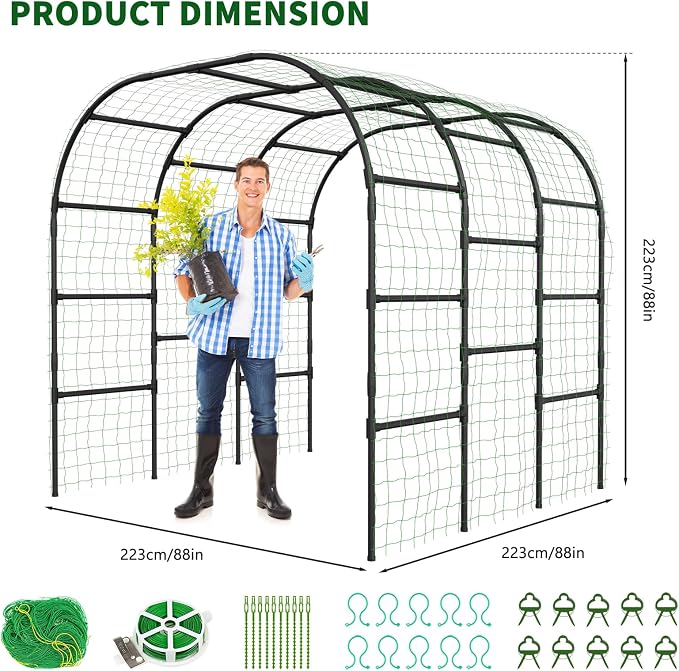 Tall Garden Arch Trellis for Climbing Plants, 88in Tall Metal Plant Support - Image 5