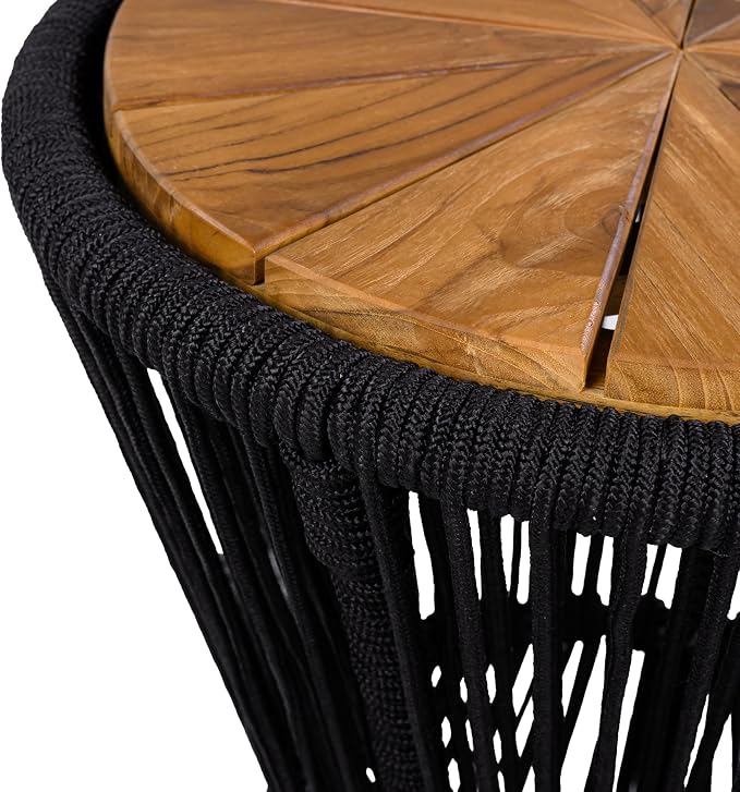 Scott Living Nara 25.8" Acacia Wood Outdoor Side Table, Metal Frame+Woven Rope - Image 7